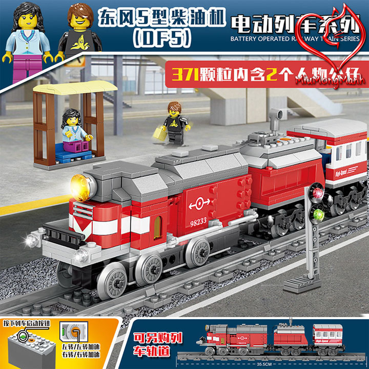 Đoàn Tàu Đỏ 371 Chi Tiết Chạy Pin Cực Đẹp City Lego Kazi Đồ Chơi Lắp Ráp Xếp Hình
