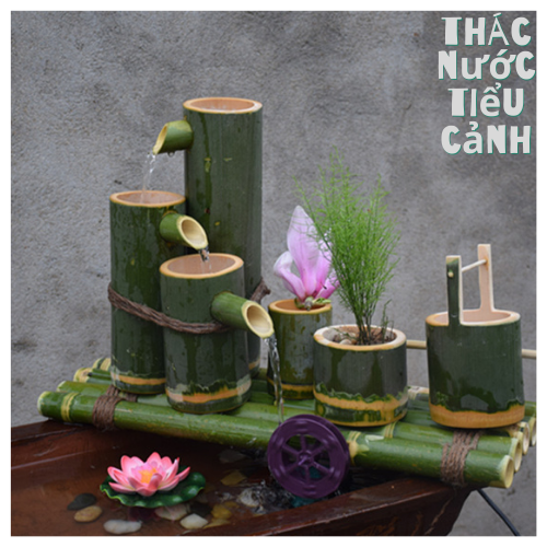 thác nước tiểu cảnh bằng tre