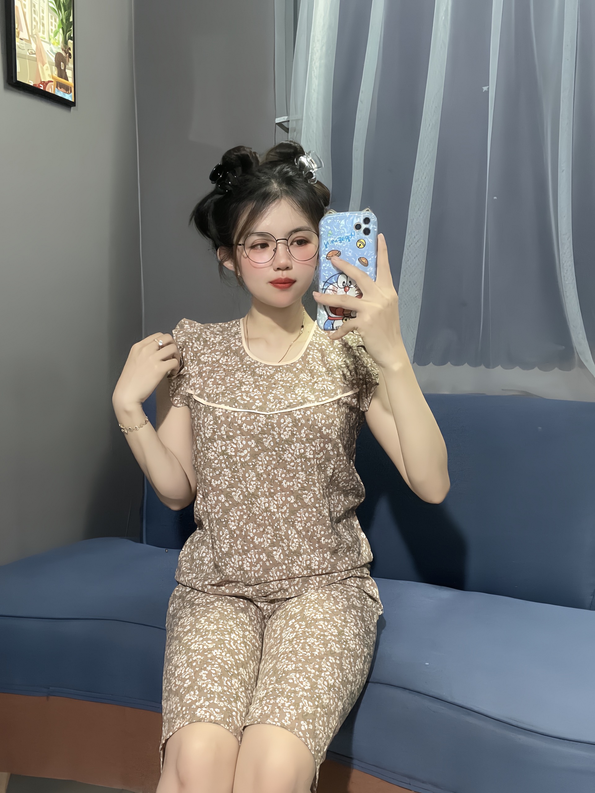 [ 3 SIZE 42-67KG] BỘ ĐỒ LỤA LỬNG HOA NHÍ MẶC NHÀ TAY CÁNH TIÊN MỀM MÁT