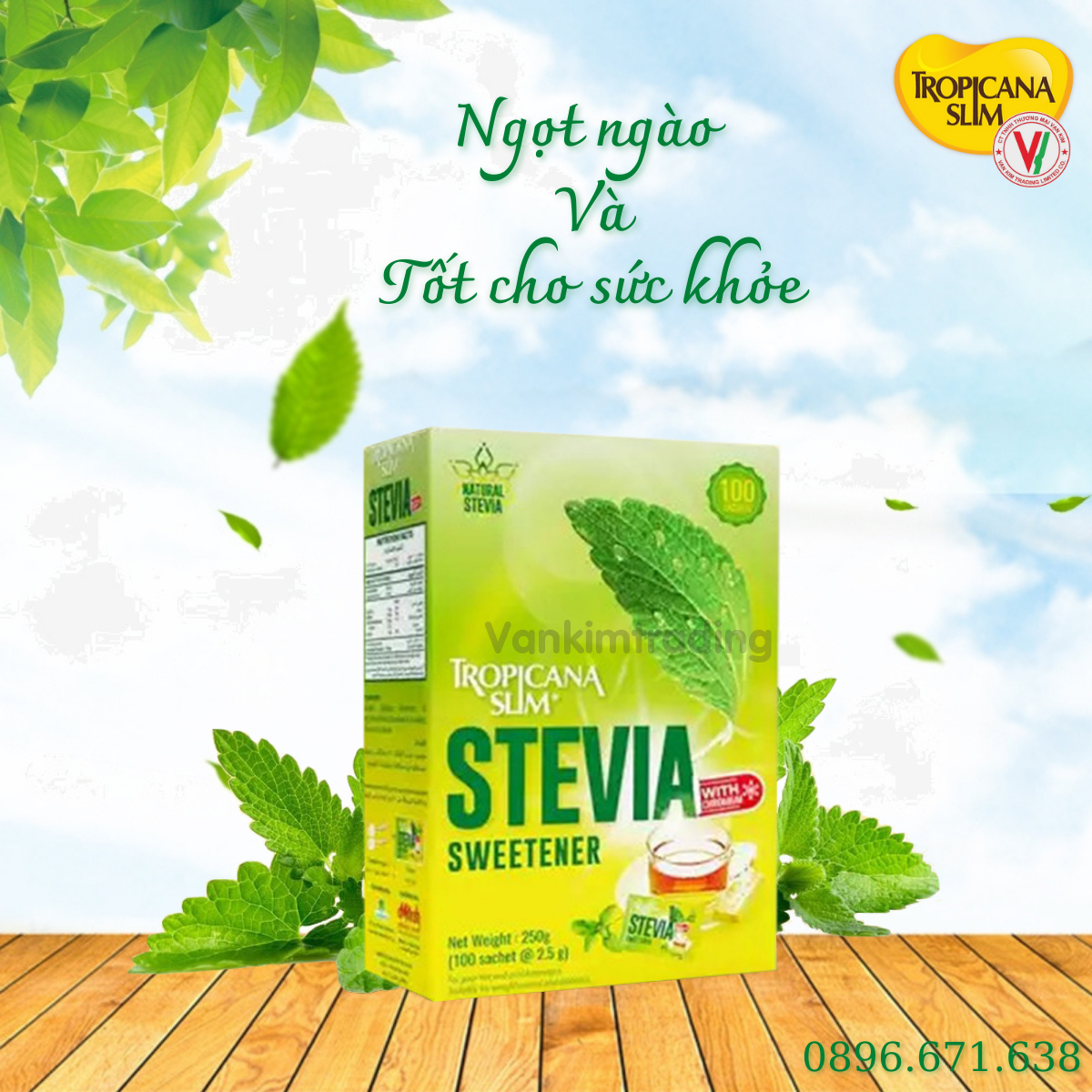 Đường Ăn Kiêng Lá Cỏ Ngọt Tropicana Slim An Toàn Cho Người Tiểu Đường, Giảm Cân Giữ Dáng, Ăn Eat Clean, Detox