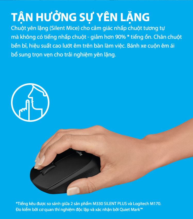 Chuột máy tính không dây Logitech M330 Silent Plus (Đen/Đỏ/Xanh dương) - Bảo hành 12 tháng
