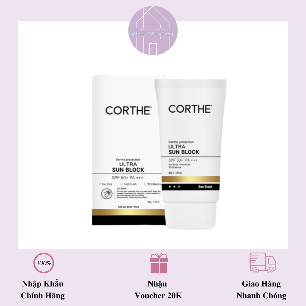 Corthe - dermo protection ultra sun block spf50+/pa+++ kem chống nắng hàn quốc