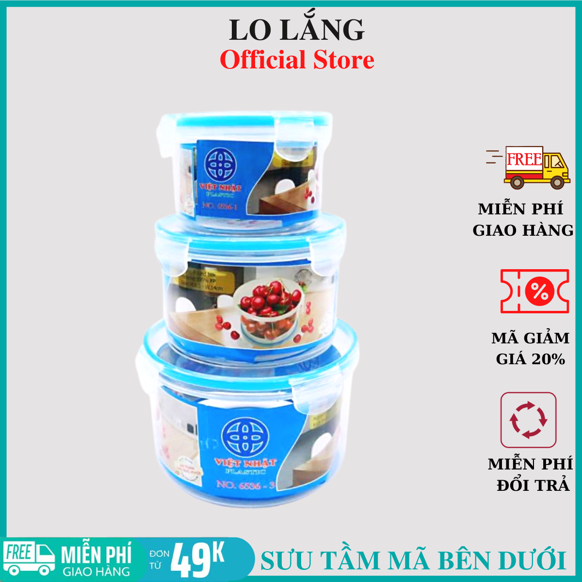 Bộ 3 hộp đựng thực phẩm đa năng đủ size dẻo dày nhựa Việt Nam cao cấp