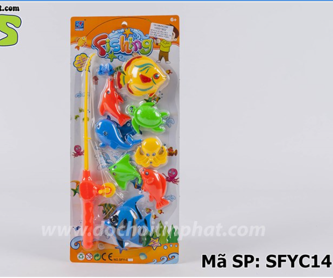 Vỉ đồ chơi câu cá 1 cần 8 cá bằng nam châm