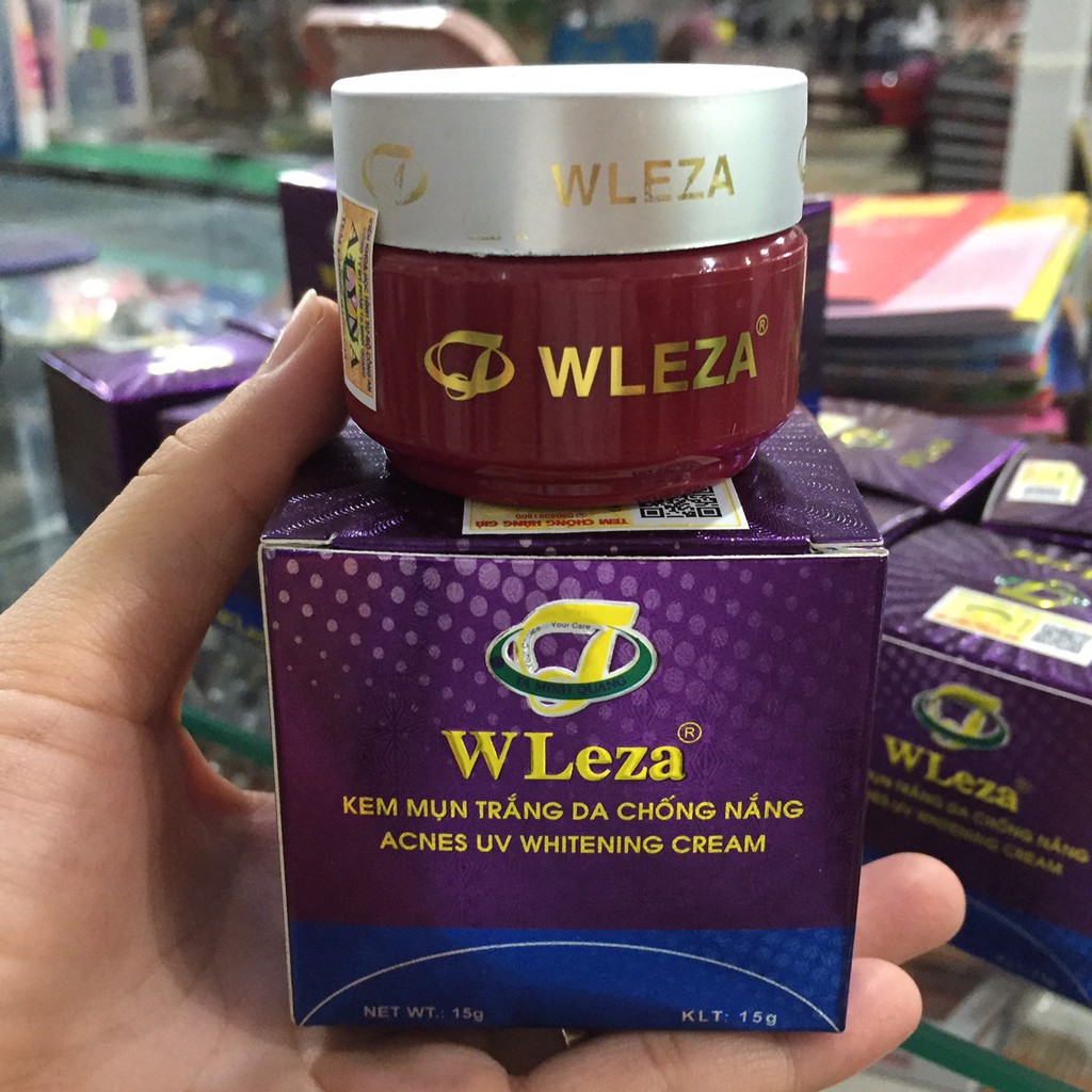 Kem Wleza Tím Ngừa Mụn trắng da chống nắng