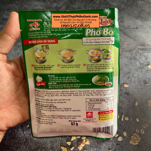Gia vị hoàn chỉnh Phở bò Aji Quick (57gr) [THÙNG LIÊN HỆ]