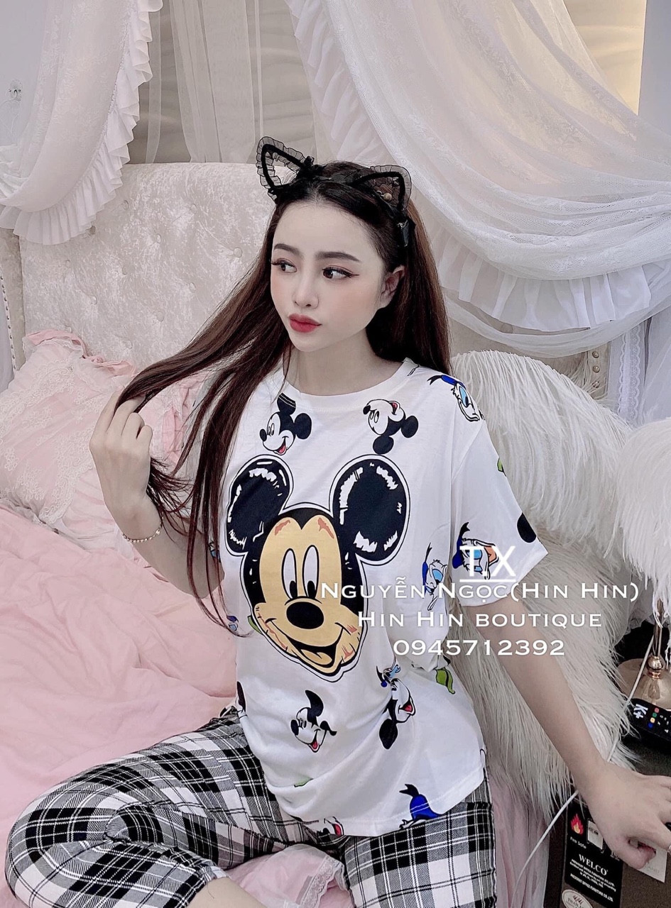 Sét bộ caro in hình mickey đơn giản TTSA0302