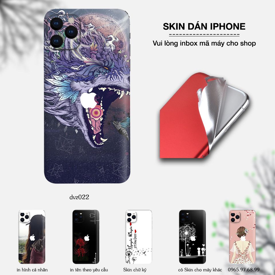 Skin dán cho iPhone mẫu hoa sói - dvz022 (inbox mã máy cho shop)