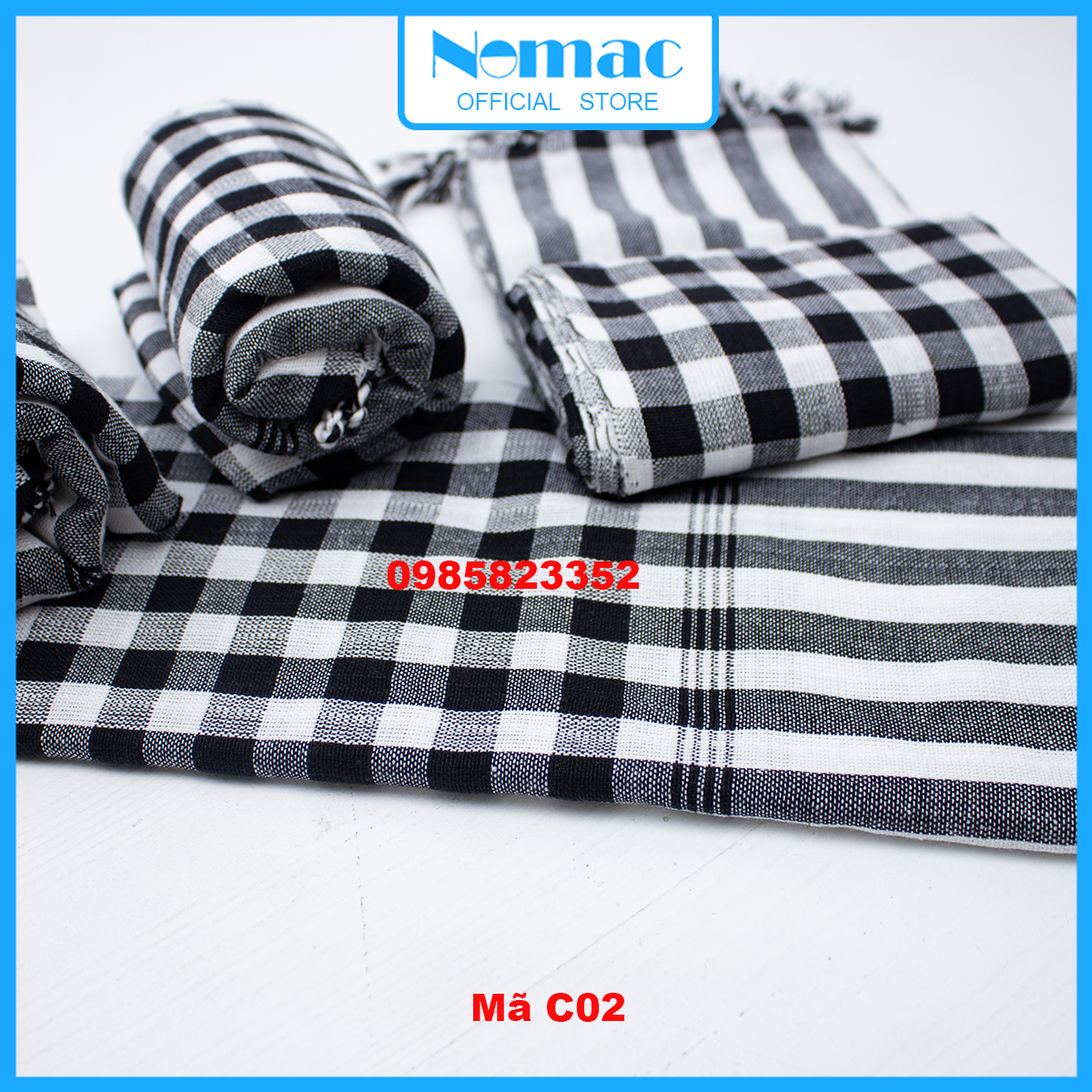Combo 30 Khăn rằn Campuchia/ Trắng đen