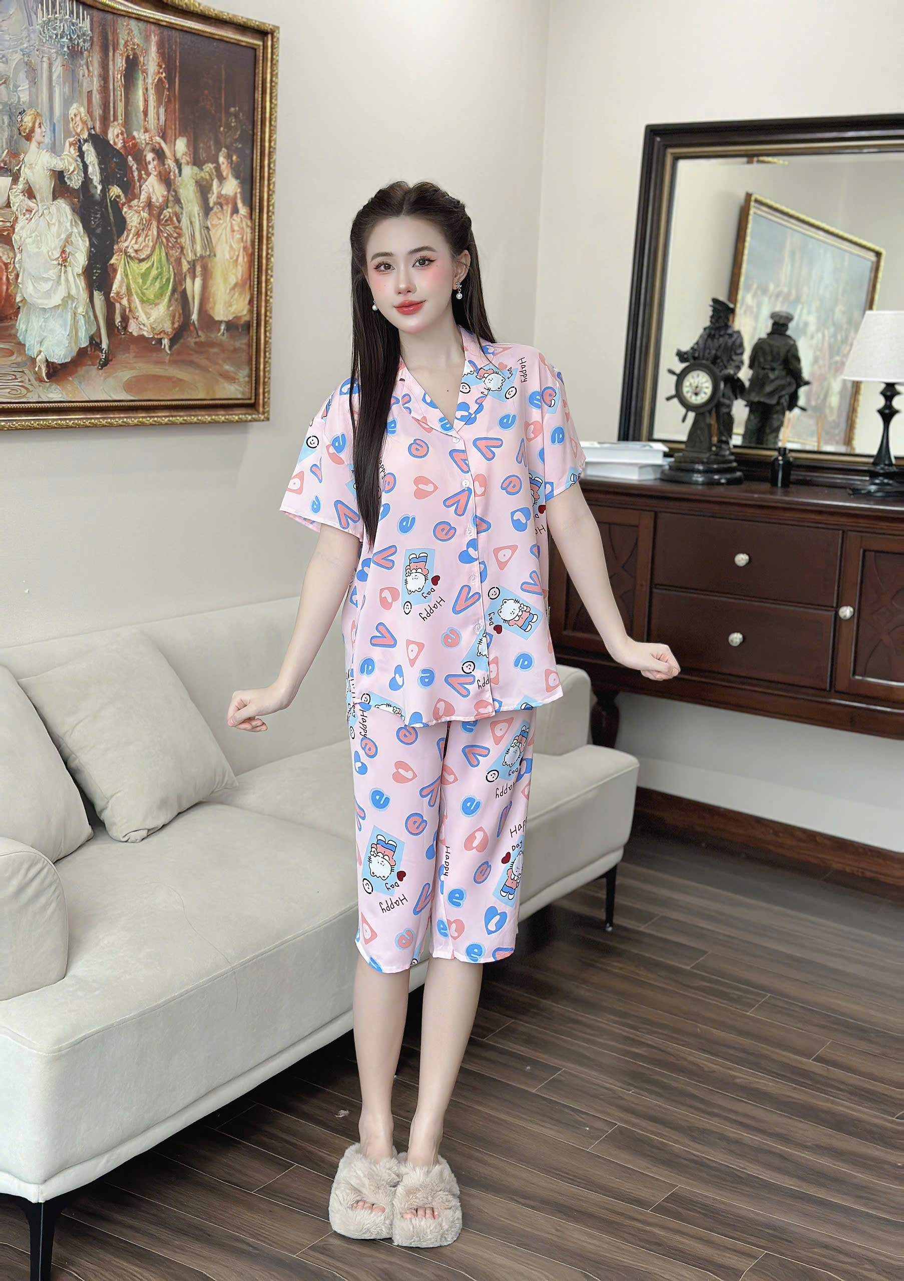 Đồ Bộ Lửng Lụa Bigsize 50-100kg bộ ngủ mặc nhà mềm mát