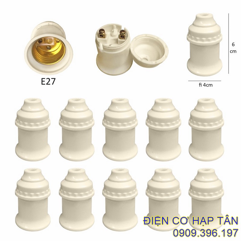 Đuôi đèn thả , đuôi đèn xoáy e27 đen trắng 27mm