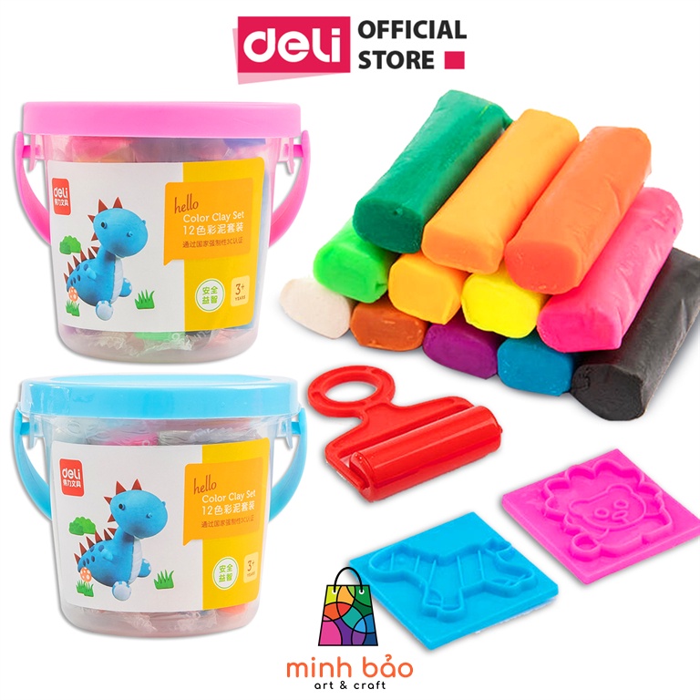 Đất nặn cho bé có khuôn kèm 12/24 màu deli 7022/7031