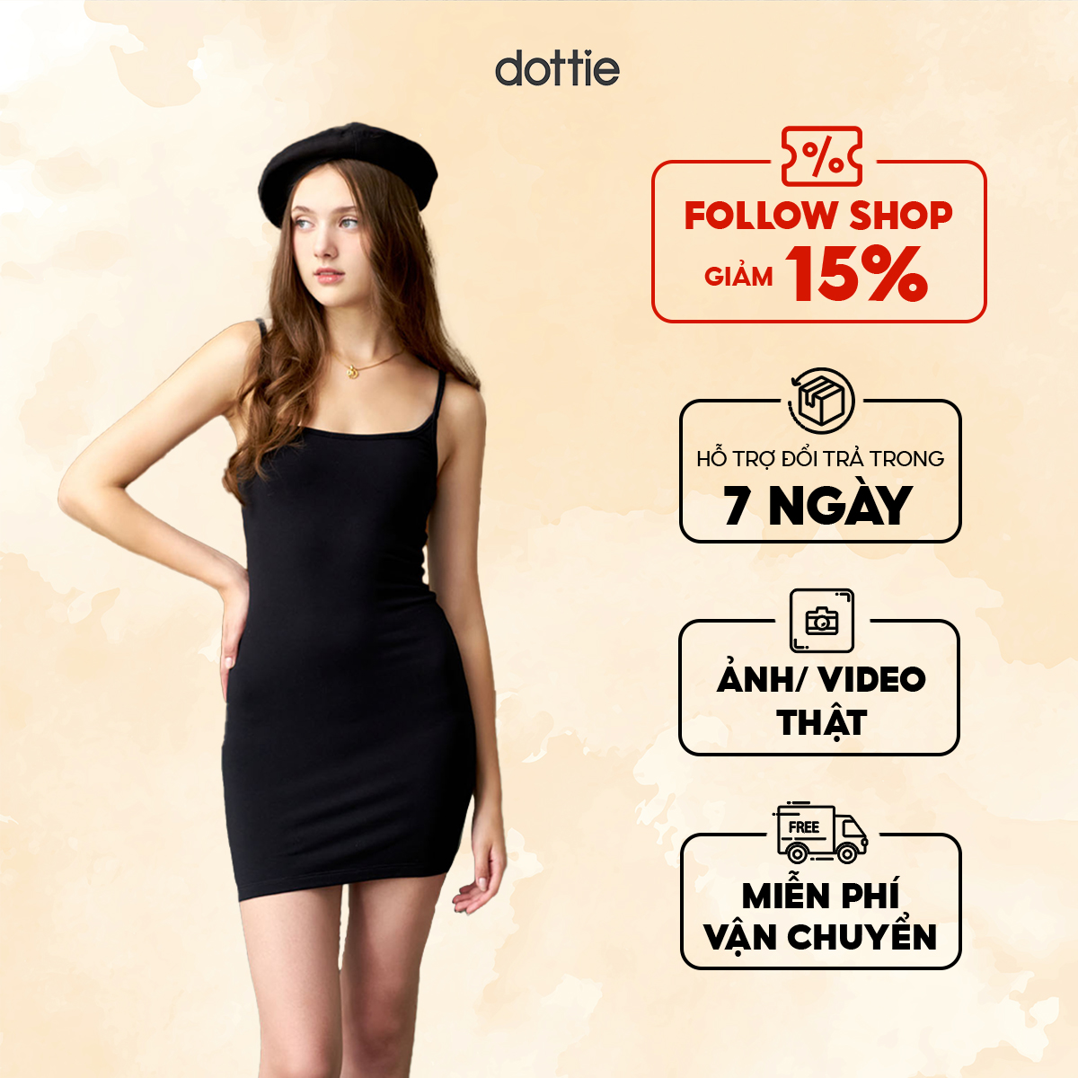 Dottie - đầm thun ôm mini màu đen - đen - d0517