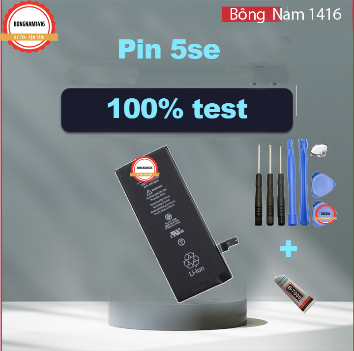 Pin thay thế dành cho i/phone 5se kèm bộ sửa và keo dán màn.
