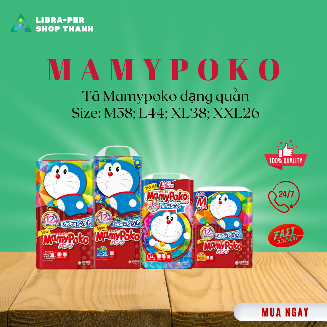Tã Quần Doraemon M58/L44/Xl38/Xxl26