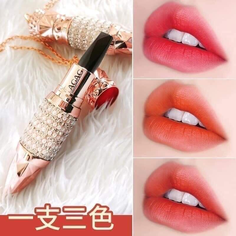 Son 3 màu kim cương agag dưỡng ẩm siêu lì -lotusfree cosmetics