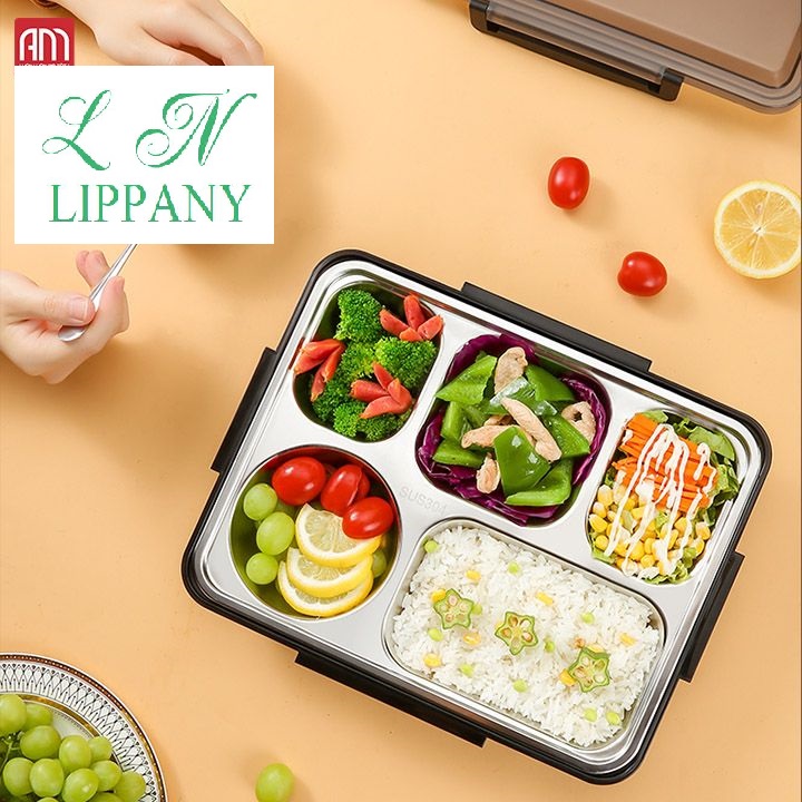 Hộp Đựng Cơm Văn Phòng 5 Ngăn Ruột Bằng Inox 304 Cao Cấp