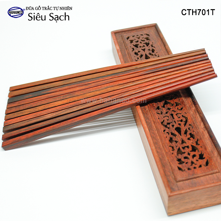 Đũa gỗ Trắc trơn Siêu Sạch vân cực đẹp (10 đôi đũa vuông) gỗ Trắc tự nhiên (CTH701TV) Chopstick of HAHANCO