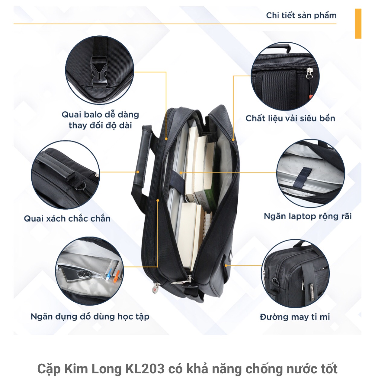 Cặp đen đa năng học sinh Kim Long KL203