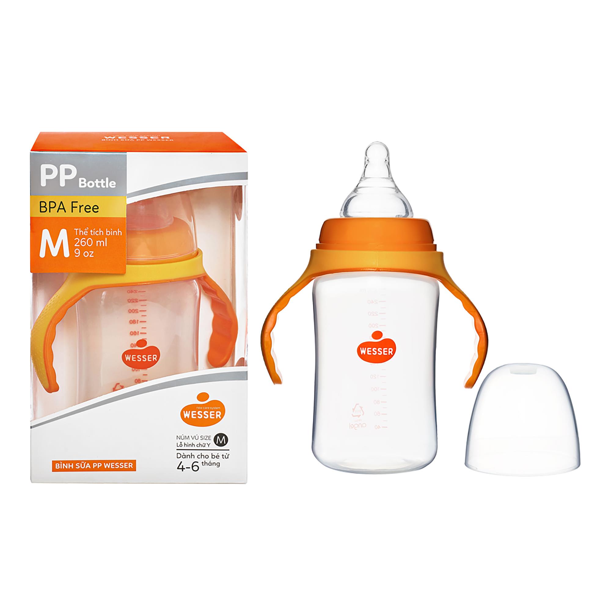 [HCM]Bình Sữa Wesser PP đủ size (Cổ Hẹp) 60ml - 140ml - 250ml và (Cổ Rộng) 180ml - 260ml - giao màu ngẫu nhiên