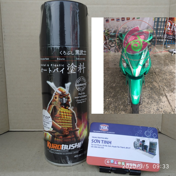 Y017 SƠN xịt SAMURAI MÀU màu XANH LÁ CANDY , xanh kẹo, xanh ngọc bích