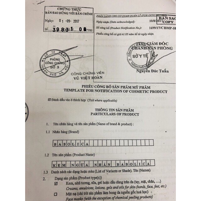 [HCM]Kem ngừa nhăn Babolica
