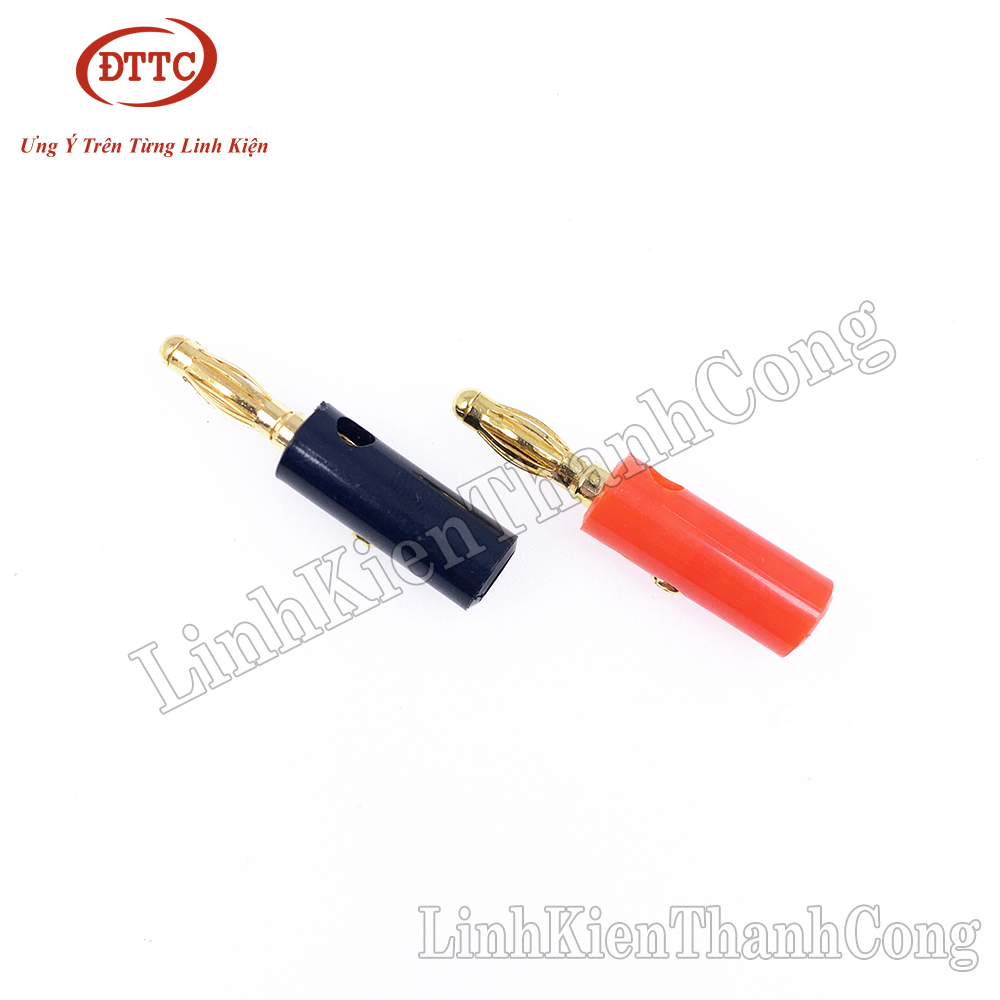 Jack Bắp Chuối 4mm Đực Mạ Vàng (Đỏ + Đen)