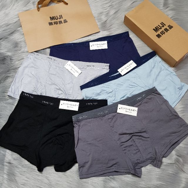 Hộp 4 Quần Sịp Đùi Muji Xuất Nhật Chất Lụa Cao Cấp