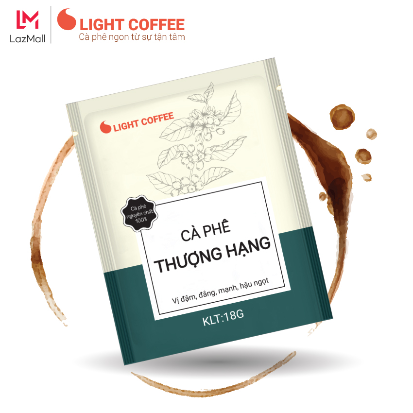 Cà phê Thượng hạng Light Coffee 100% nguyên chất pha phin , pha máy, vị đậm đà, thơm ngon túi giấy tiện lợi, không hương liệu  - Túi 18g
