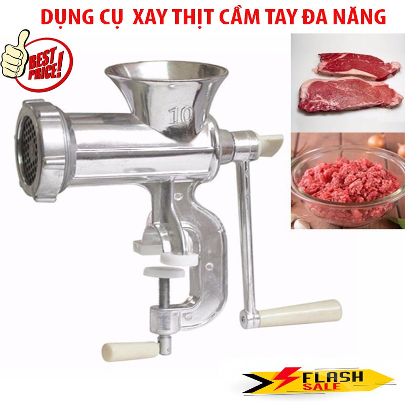 Cối Xay Thịt Sử Dụng Tay Quay - Máy Làm Xúc Xích Kẹp Bàn Làm Bò Mì Ống Cho Nhà Bếp Gia Đình Bằng Hợp Kim Nhôm Chất Lượng Cao.