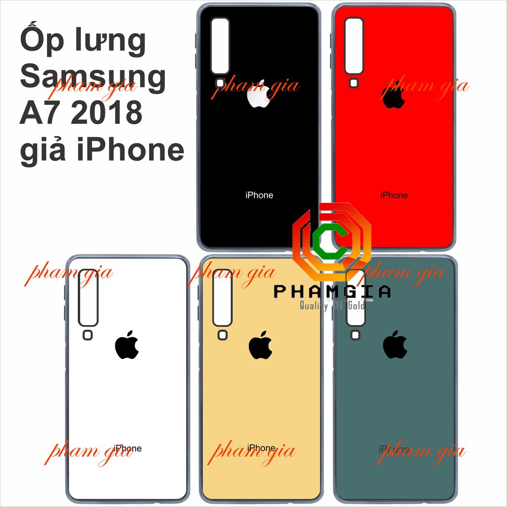 Ốp lưng giả iPhone cho Samsung A7 2018 mặt lưng bóng đẹp