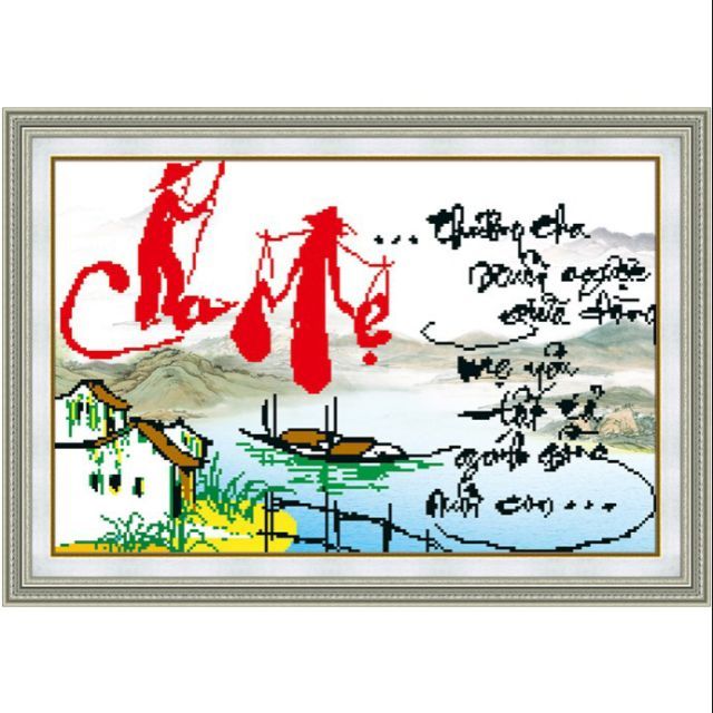 Tranh đính đá cha mẹ df160
