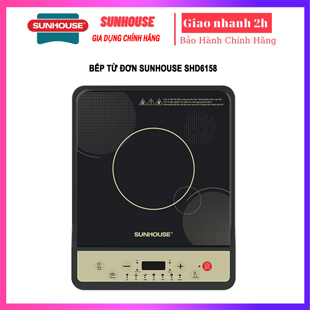 Bếp điện từ Sunhouse SHD6158, 8 chế độ nấu tặng kèm nồi lẩu