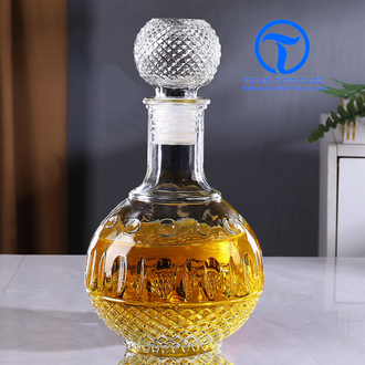 Chai Đựng Rươu Thủy Tinh  Bầu Tròn Chấm Bi 950ml