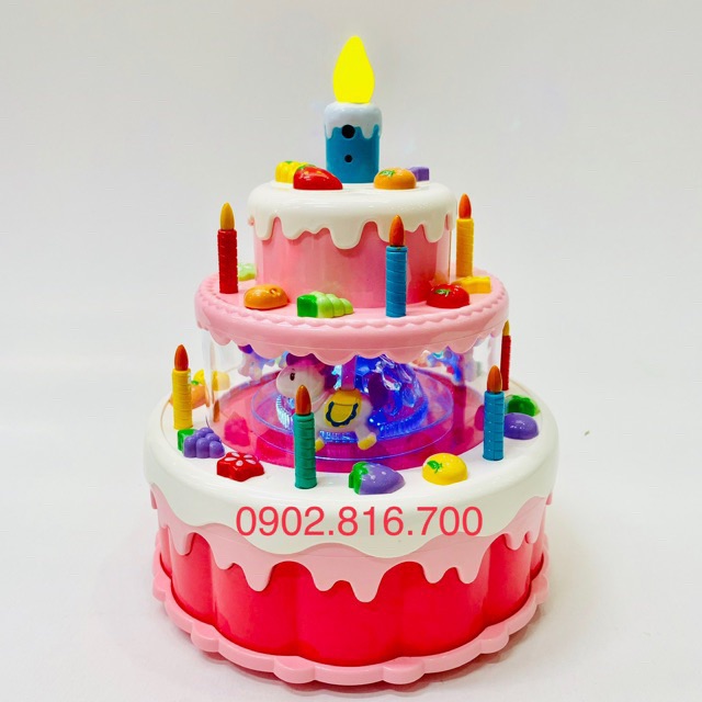 Đồ chơi bánh kem sinh nhật 3 tầng có pin đèn nhạc 294