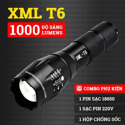 Đèn pin siêu sáng A100 XML-T6 kèm hộp chống sốc cực sịn - Den Bin Sieu Sang Police, Đèn Pin Siêu Sáng Tầm Xa Led Xml-T6 Sản Phẩm Chất Lượng Cao ,Độ Sáng Mạnh Cự Ly Chiếu Xa