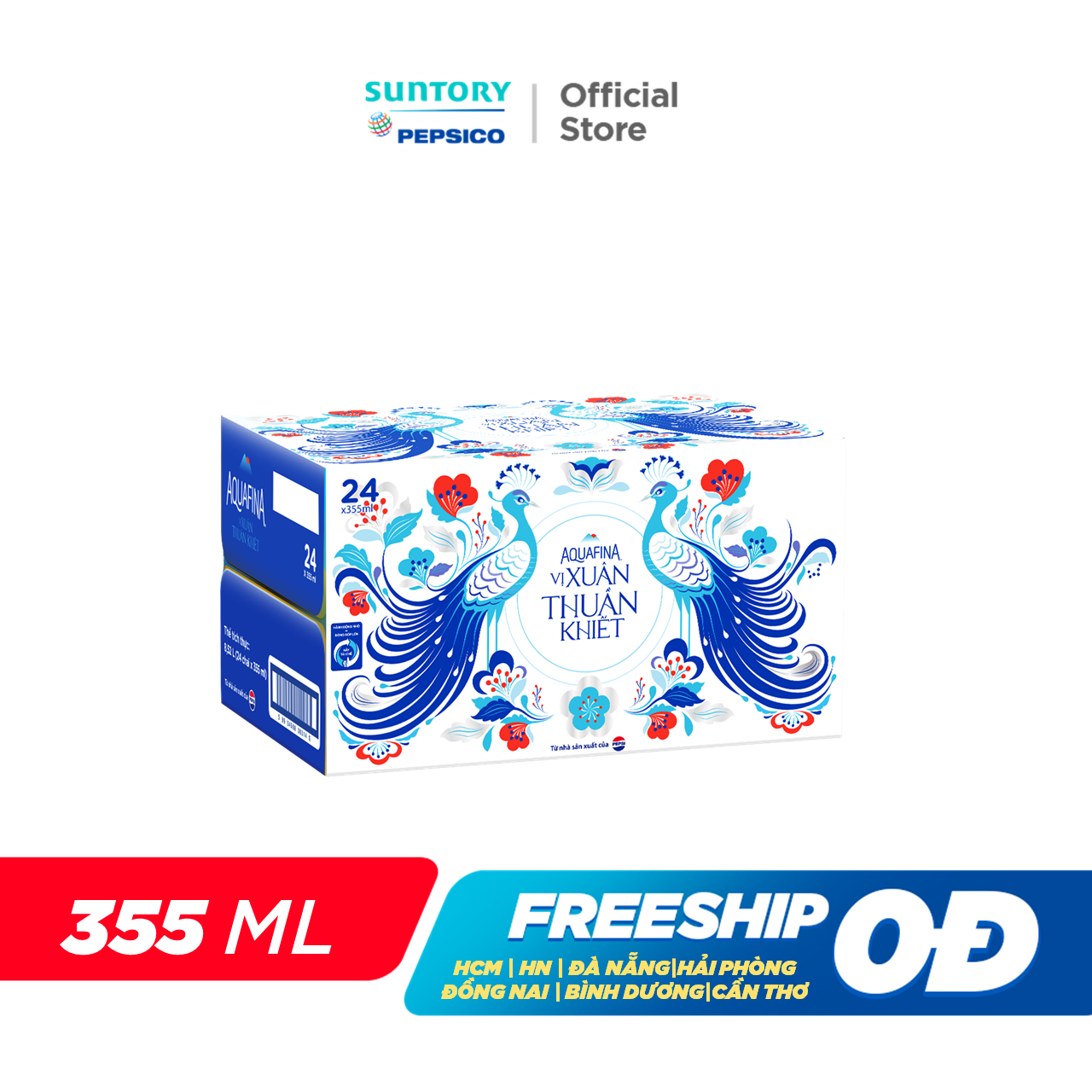 [SALE 6.6] Thùng 24 Chai Nước tinh khiết Aquafina (355ml/chai)