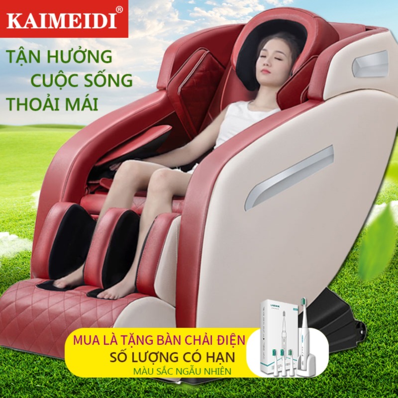 Ghế massage máy mát xa KAIMEIDI toàn tự động đa chức năng ghế da cao cấp, xoa bóp nhiệt thảo mộc, cạo gió gan bàn chân