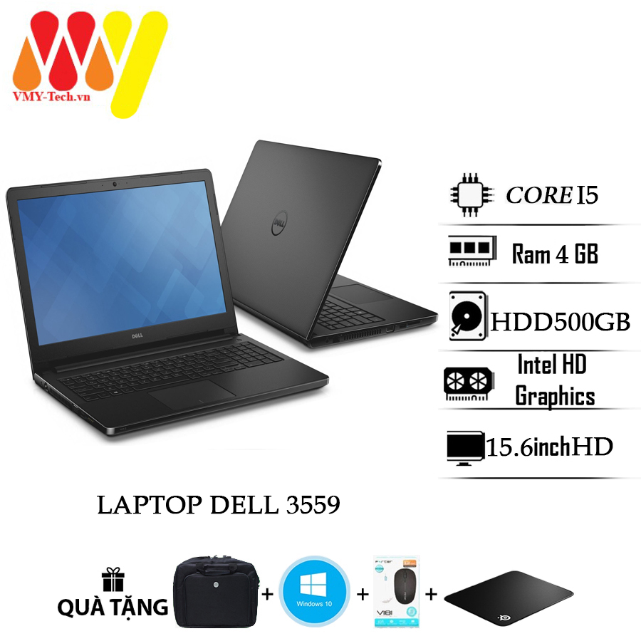 Laptop dell 3559 dành cho văn phòng, sinh viên, core i5, ram 4gb, ổ cứng 500gb, màn 15.6 hd, máy tính cấu hình cao zin lướt 99% mẫu cao cấp