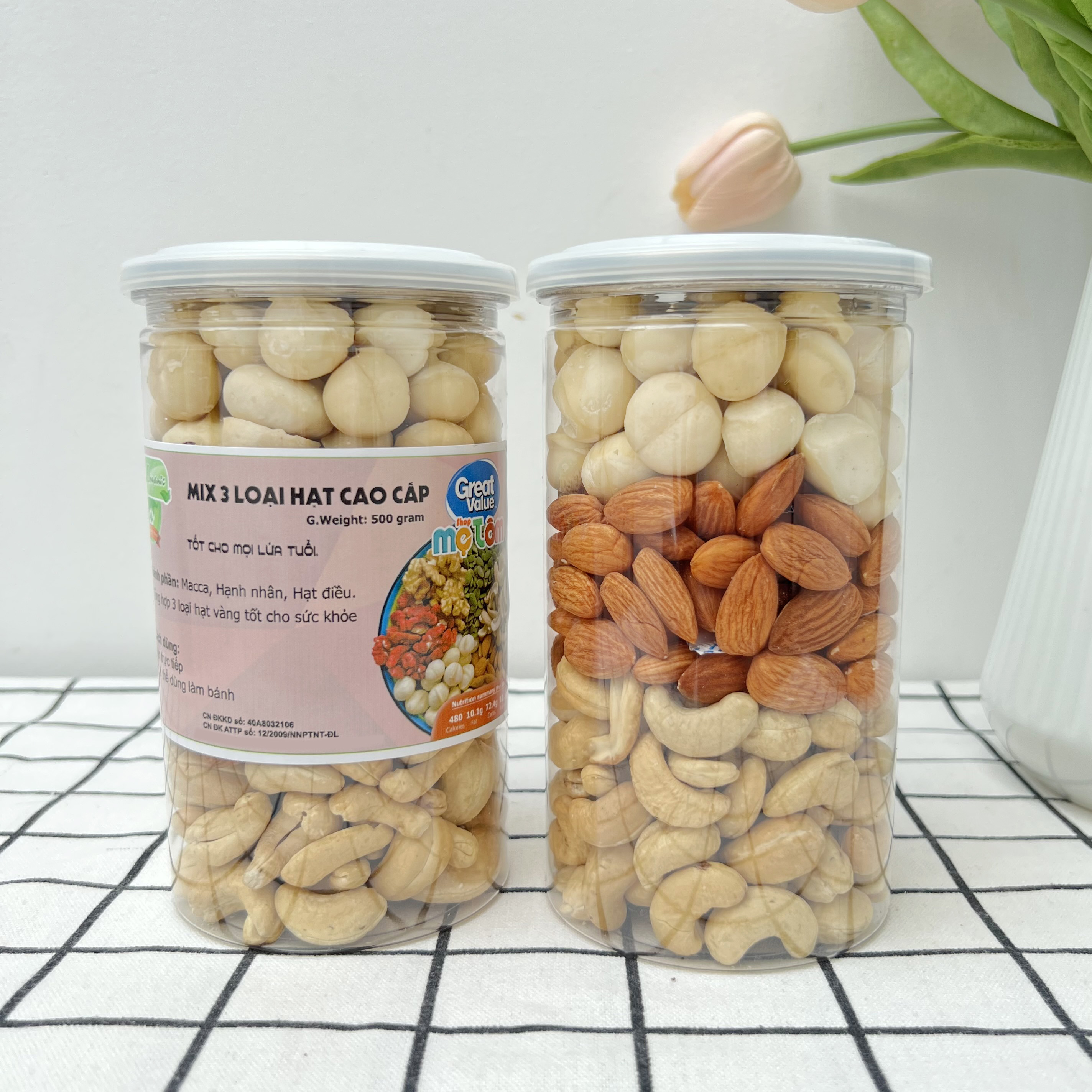 500Gram Hạt dinh dưỡng sấy mix hạt Macca, Hạnh nhân, Hạt điều, Óc chó, Hạt bí, Mắc ca