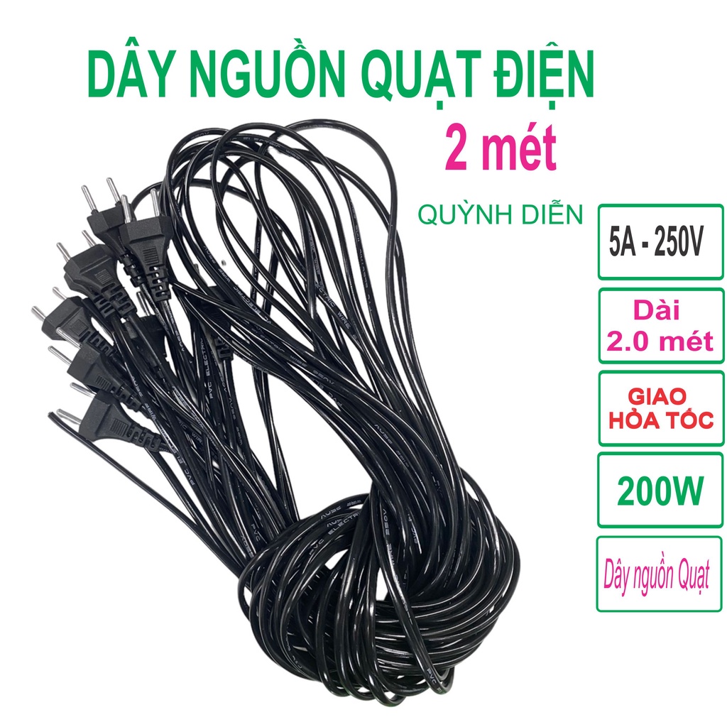 Dây nguồn quạt điện 2m - linh kiện điện tử quỳnh diễn