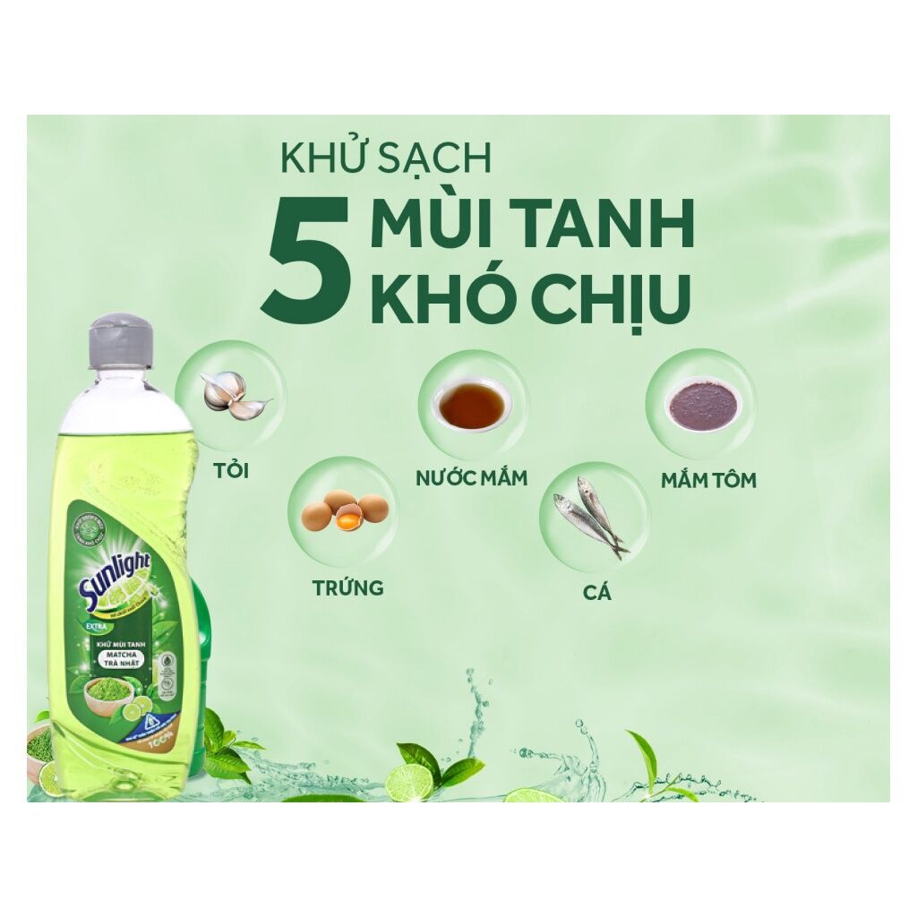 Nước Rửa Chén Sunlight Matcha Trà Xanh Nhật Chai 750ml
