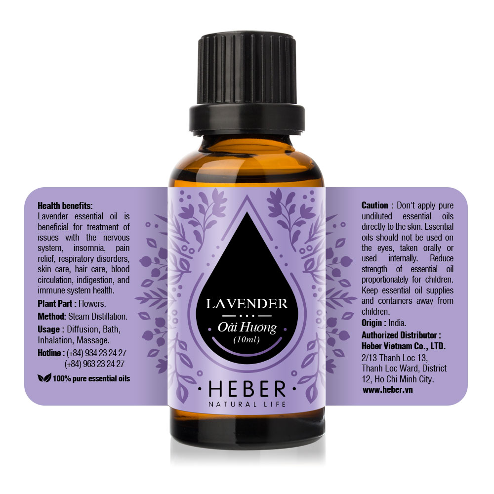 Set 3 Tinh Dầu Heber Natural Life Bán Chạy , Sả Chanh - Bạc Hà - Oải Hương, 100% Thiên Nhiên Nguyên Chất Xông Thơm Phòng