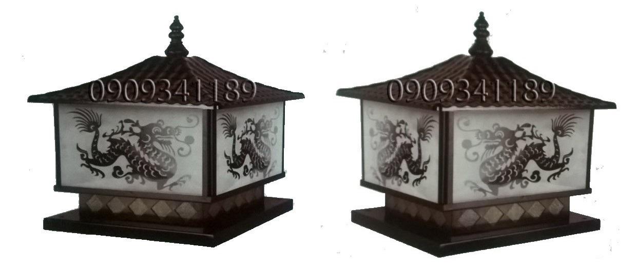 Combo 2 đèn trụ cổng - đèn trụ bờ bao - đèn trụ hàng rào nắp nhôm đúc kích thước 400mm