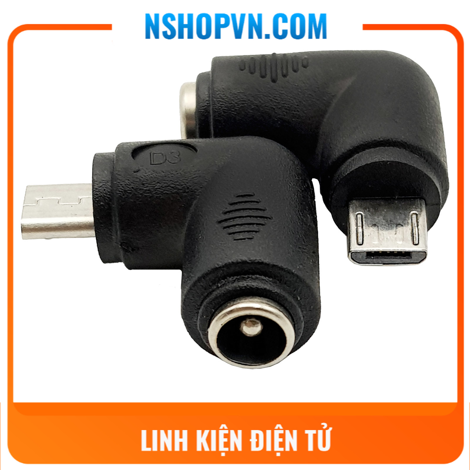 Đầu chuyển đổi dc 5.5x2.1mm sang micro usb vuông góc