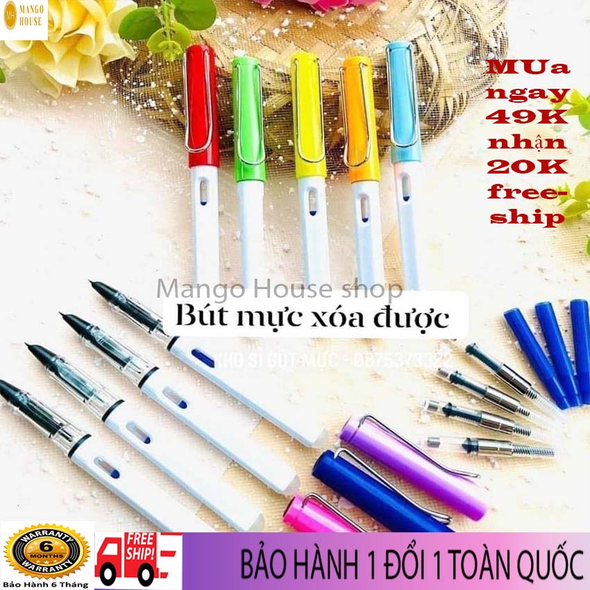 Viết máy xóa được đa năng -2 trong 1 vừa bơm mực, vừa là bút xóa được., ngòi trơn, nét nhỏ, nhẹ, gọn gàng- Tặng kèm 1 ống mực- Mango house shop - Bút máy, viết máy xóa được, viết máy tẩy được, viết máy học sinh, bút tẩy