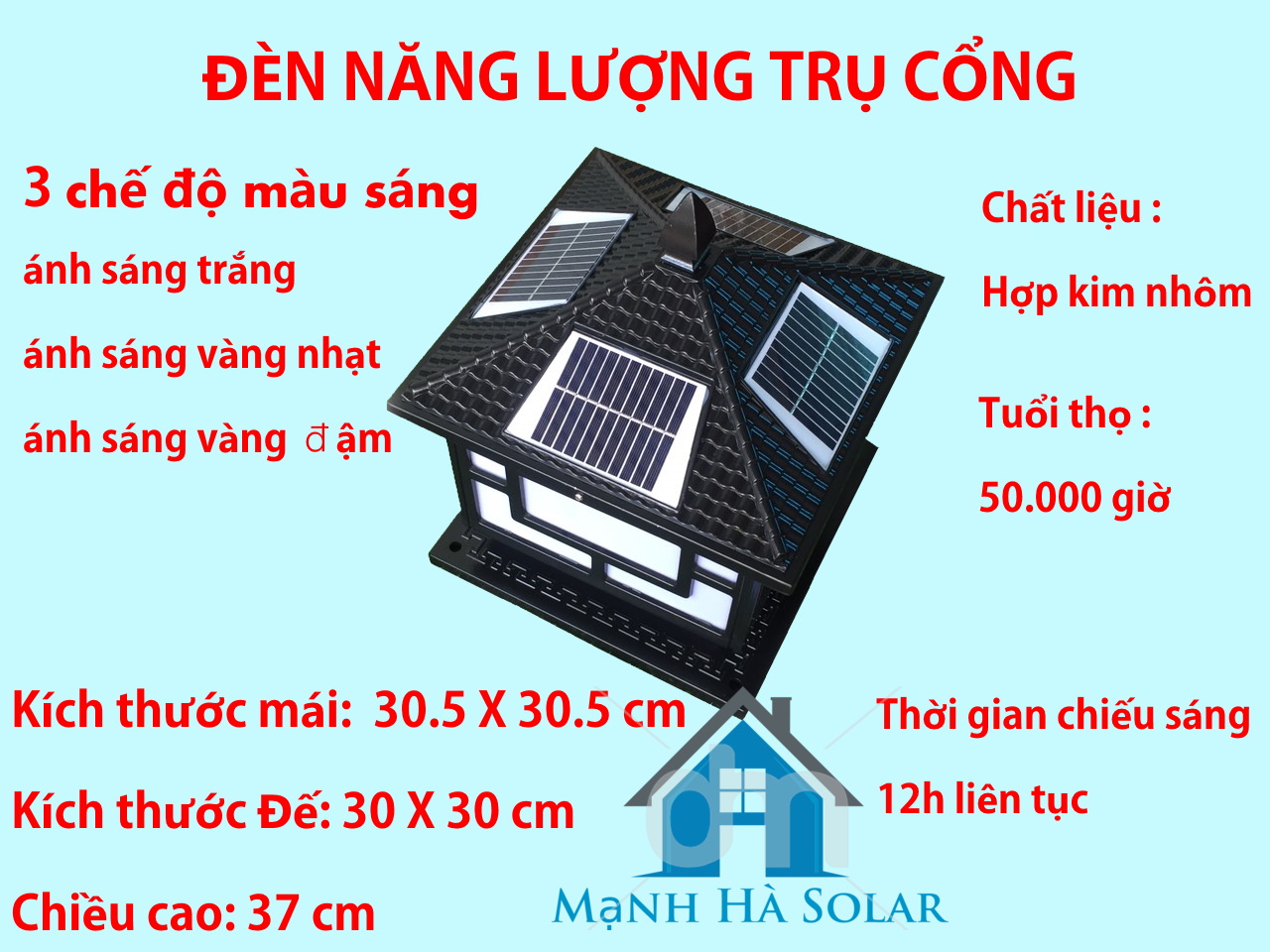Đèn năng lượng mặt trời trụ cổng