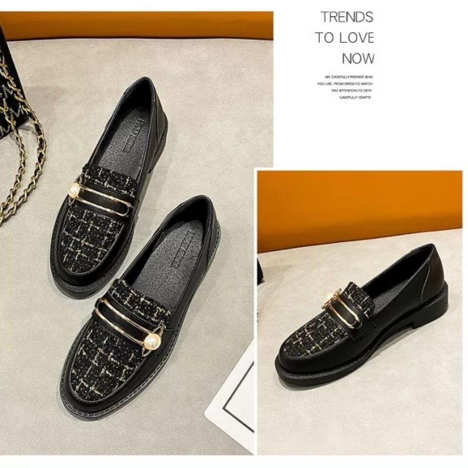 Echo Times Shoes Store 【Free Shipping Miễn phí vận chuyển】Giày đơn của phụ nữ 2024 mới hợp thời trang mùa xuân và mùa hè màu đen tất cả các trận đấu nữ chân rộng giày da nhỏ gót dày thoải m