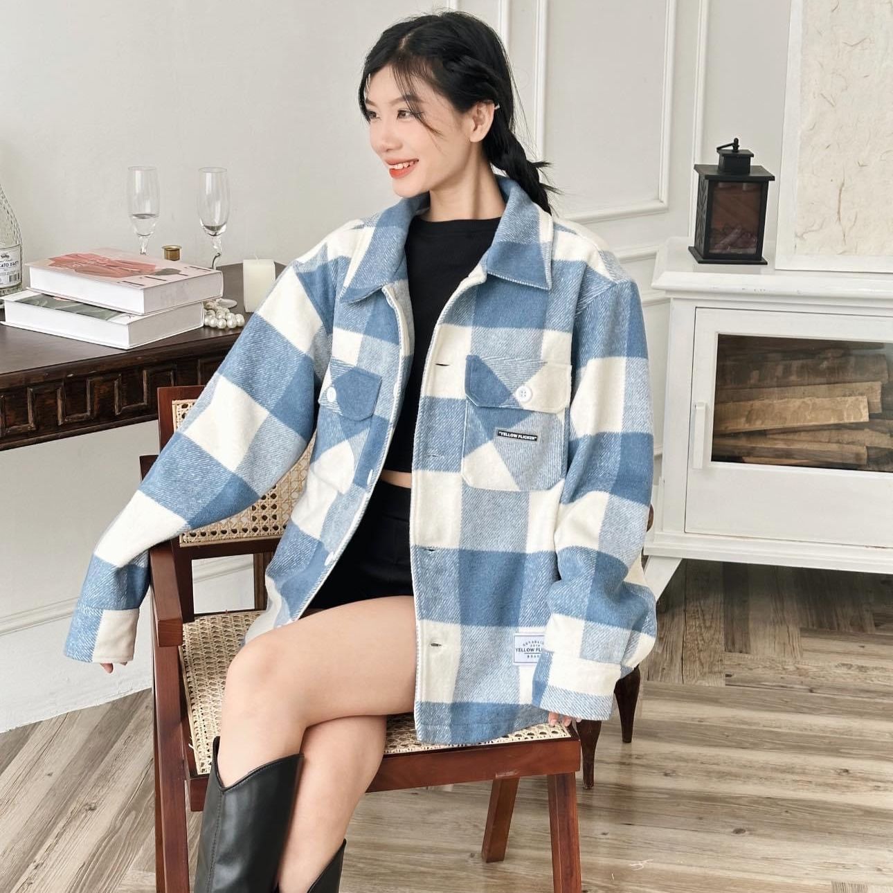 Áo khoác dạ hai lớp YELLOW FLICKER unisex