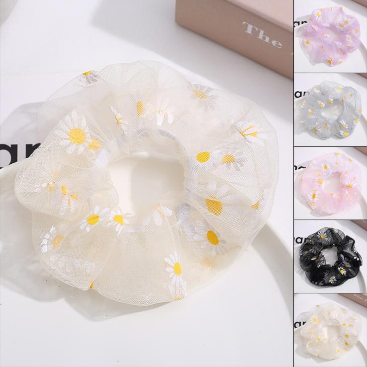 Buộc Tóc Hoa Cúc Vải Lưới Siêu Cute